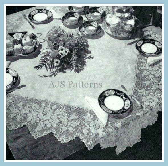 PDF Crochet Pattern for a Pretty Rose Flower Design Teacloth