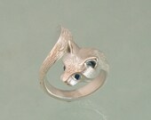 forrest cat ring,HAND ENGRAVED FUR  silver. pick your gemstone  satin/ high polish finish
