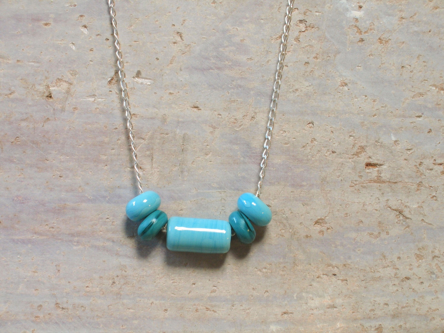 Color Block Necklace Jewelry Turquoise Teal / Sea Beach Ocean Bright Colorful