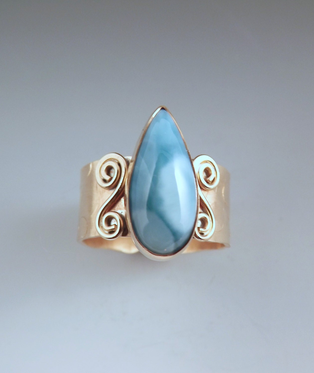 Larimar Golden Bronze Ring