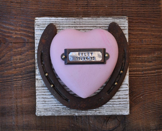 Personalized Baby Gift western pink heart by heartifactsgallery