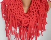 Red - Infinity Scarf Loop Scarf Circle Scarf Fabric Knitted Lace Scarf - Tube Scarf - Red - fatwoman