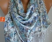 Floral Scarf Women Shawl Scarf  Cowl Scarf - fatwoman