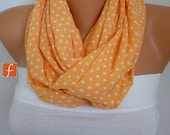 Orange  Polka Dot Infinity Scarf Shawl Circle Scarf Loop Scarf Gift - for her -- fatwoman