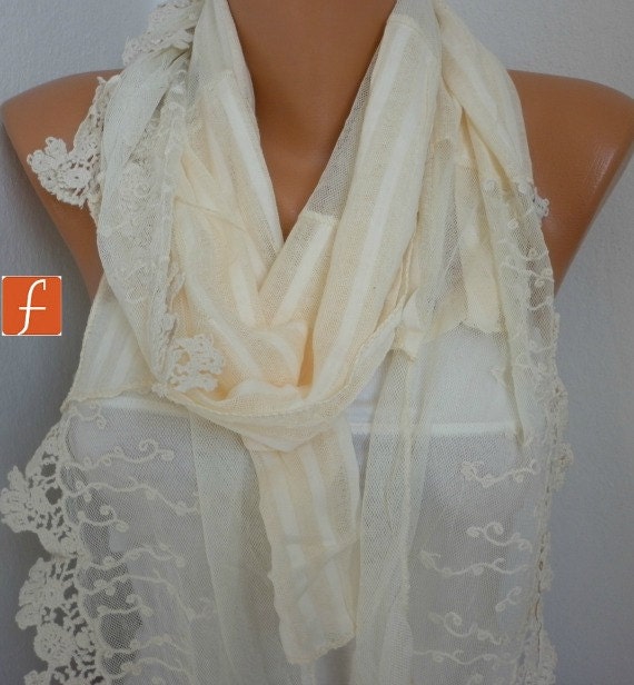 Pale Yellow  Shawl Scarf - Cowl Scarf Lace Scarf - Light Yellow - Bridesmaid Gift - for Her - Gift - mom - fatwoman