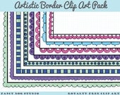 Scallop Edge Borders - Stackable Frame Clip Art - Instant Digital Download