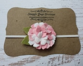 Felt Flower Headband - Mini Wool Felt Hydrangea  - Baby Pinks and White   - Headband or Hair Clip - Newborn Baby to Adult