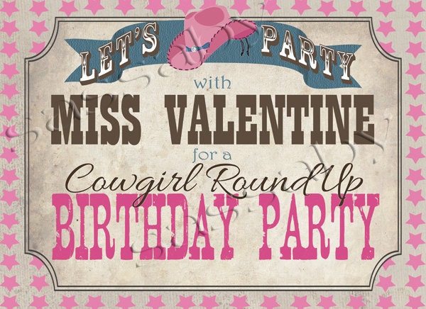 Cowgirl Party Sign - Girls Birthday Party - DIY PRINTABLE FILE by Sassaby Il_170x135