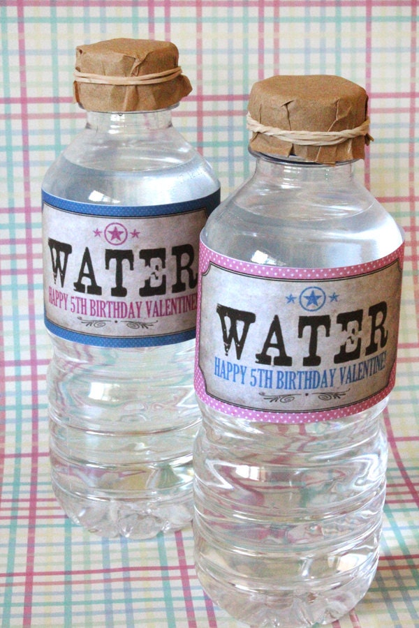 Cowgirl Water Bottle Labels - Girls Birthday Party - DIY PRINTABLE FILE by Sassaby Il_570xn