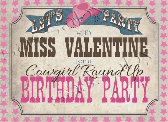 Cowgirl Party Sign - Girls Birthday Party - DIY PRINTABLE FILE by Sassaby Il_570xn
