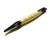 Wood Pen - Vertex Ballpoint - Click Top Style - Tiger Maple Wood - Gun Metal Hardware - Parker Gel Refill - Black Velvet Pouch Included