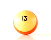 Vintage Orange Striped 13 Pool Ball / Billiard Ball, Standard Regulation Size (2-1/4") - Collectible, Home Decor, Altered Art