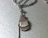 Booze Bottle Charm Necklace - Handcut Copper and Silver