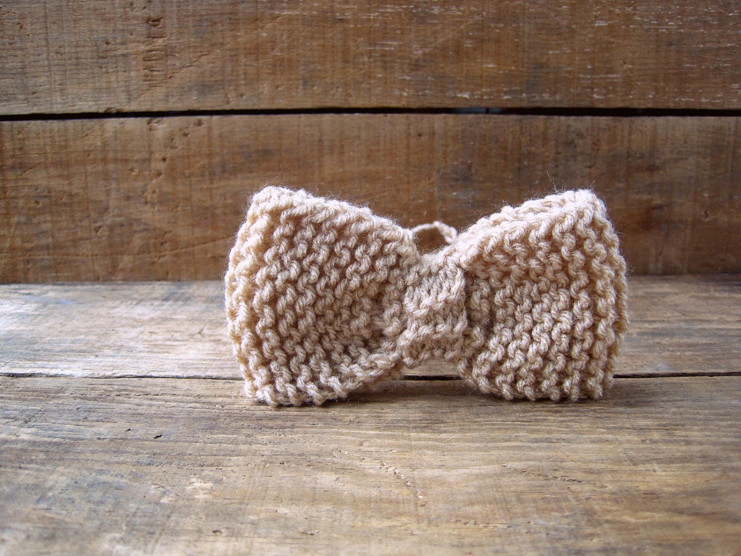 Knit Bow Tie // Headband in Buff