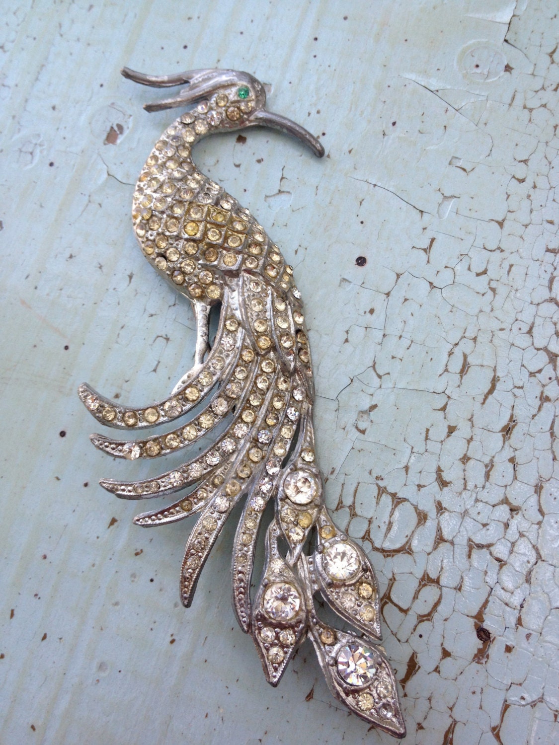 Stunning Art Deco Paste Bird Brooch  1930s Gatsby