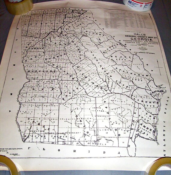 Vintage Hall's Original County Map of 28 by by ozarksfinds