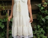 summer Prairie bride off white ecru rustic wedding vintage lace doily summer mountain forest bride party sundress