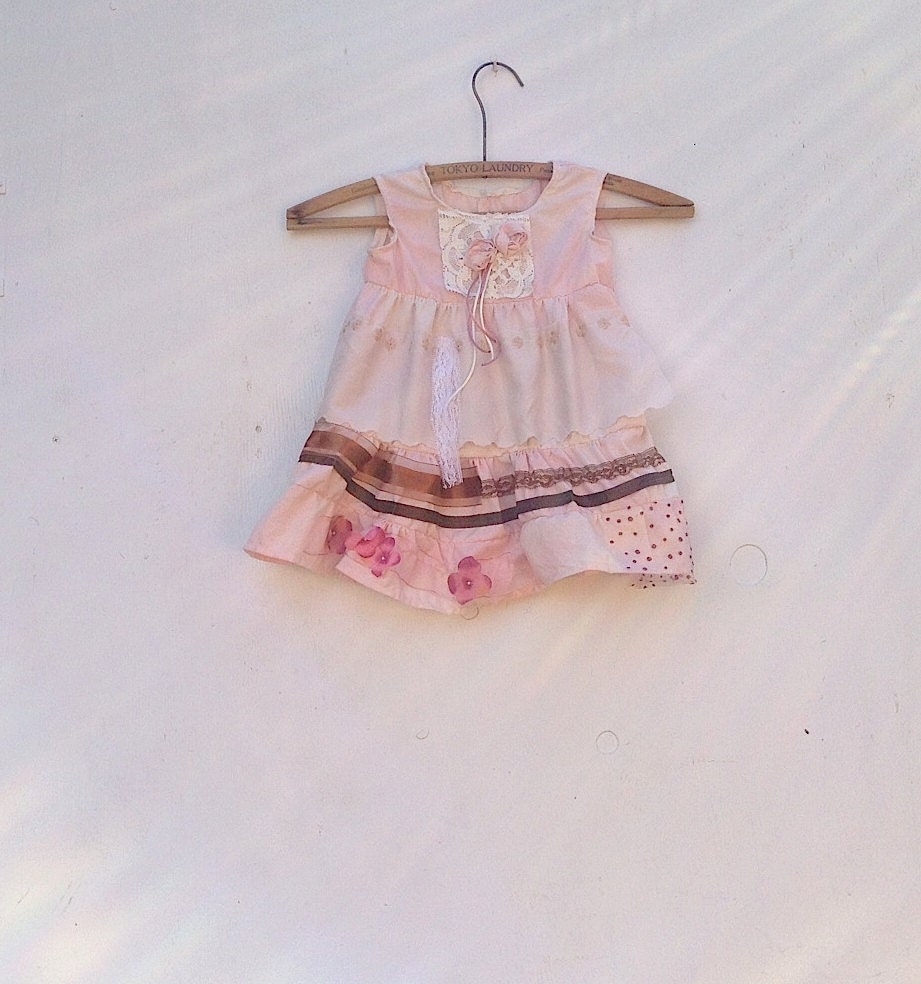 custom made-to-order handmade muslin holiday BIRTHDAY party dress pink brown lace ribbons lace dress