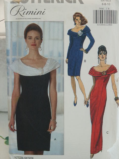 UNCUT Butterick Glam Formal Wedding Mother of Bride Off Shoulder Collar Evening Dress 5641 Sewing Pattern Size 6 8 10