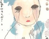 ACEO Original, Whimsical Girl Folk Art Illustration, Life was Changing