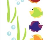 Fish, Turtle and Seahorse Children's Wall Decals, Kid's Bathroom, Bathroom Decor, Bathroom Decal