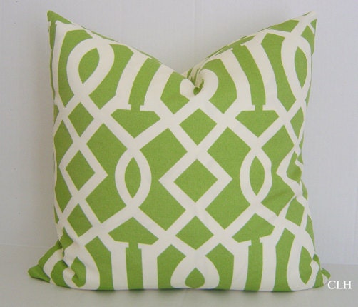 OUTDOOR FABRIC / Capri Outdoor Pillow Cover / 20" x 20" / Palm Green/Ivory / Outdoor Pillow / Decorative Outdoor Pillow
