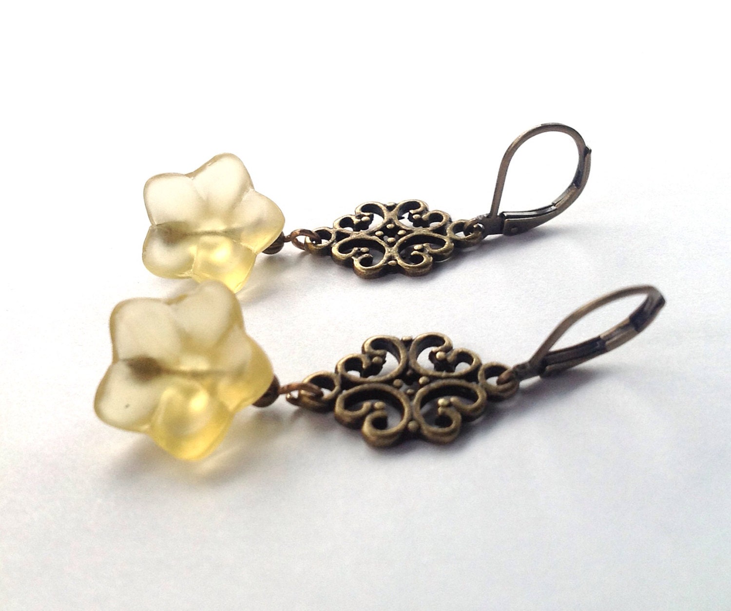 Bohemian Flower Earrings - Yellow Hippie Vintage Inspired Flower Earrings