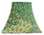 Emerald Peacock SLIP COVER for your existing lampshade - STRETCH to fit perfectly