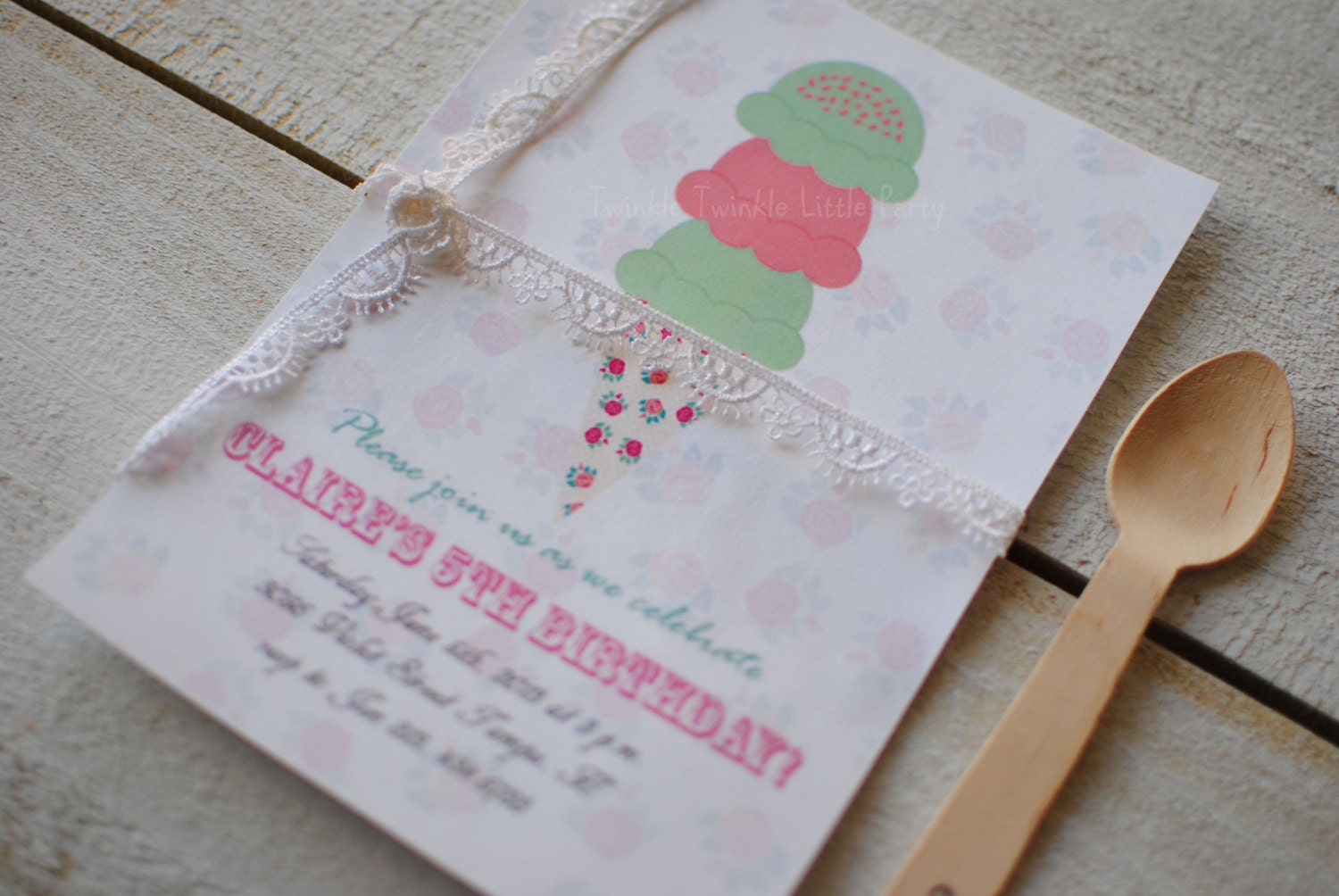 Shabby Chic Ice Cream Birthday Party Digital Invitation Il_170x135