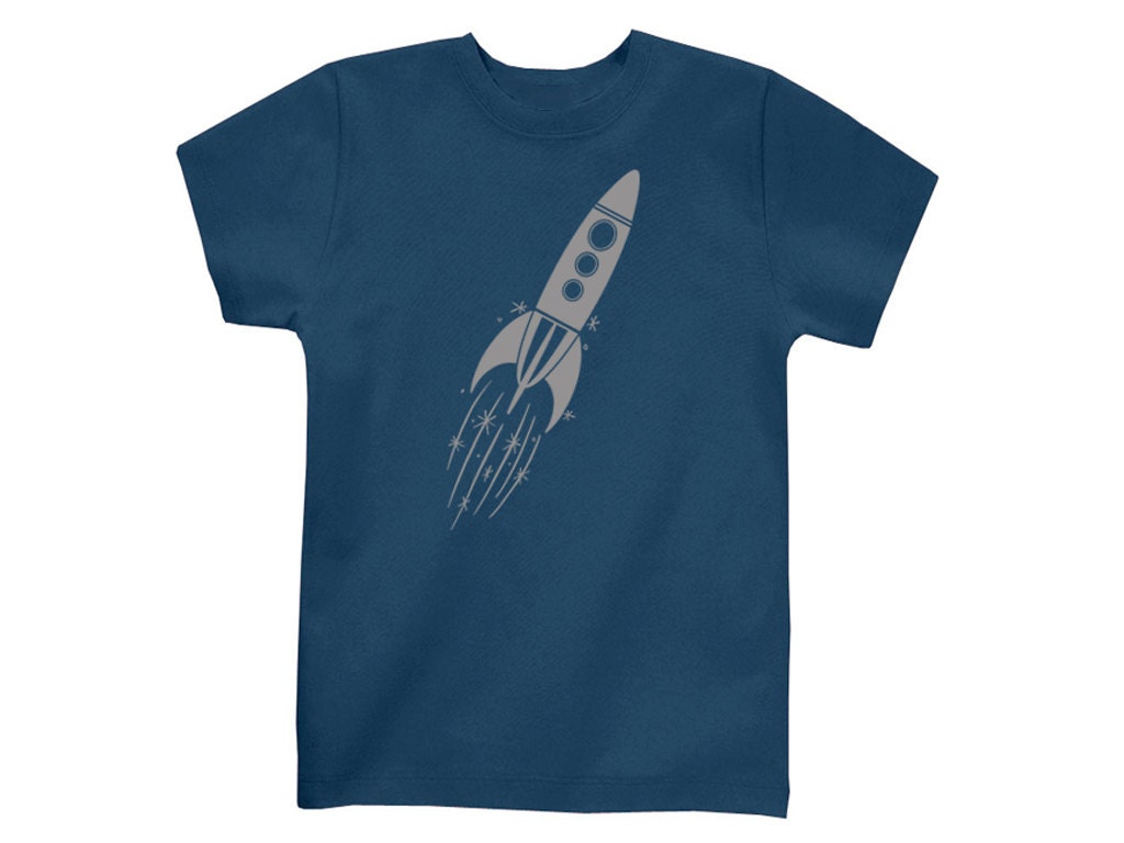 Rocket Ship Kids T-Shirt - Blue Rocket Toddler Tee