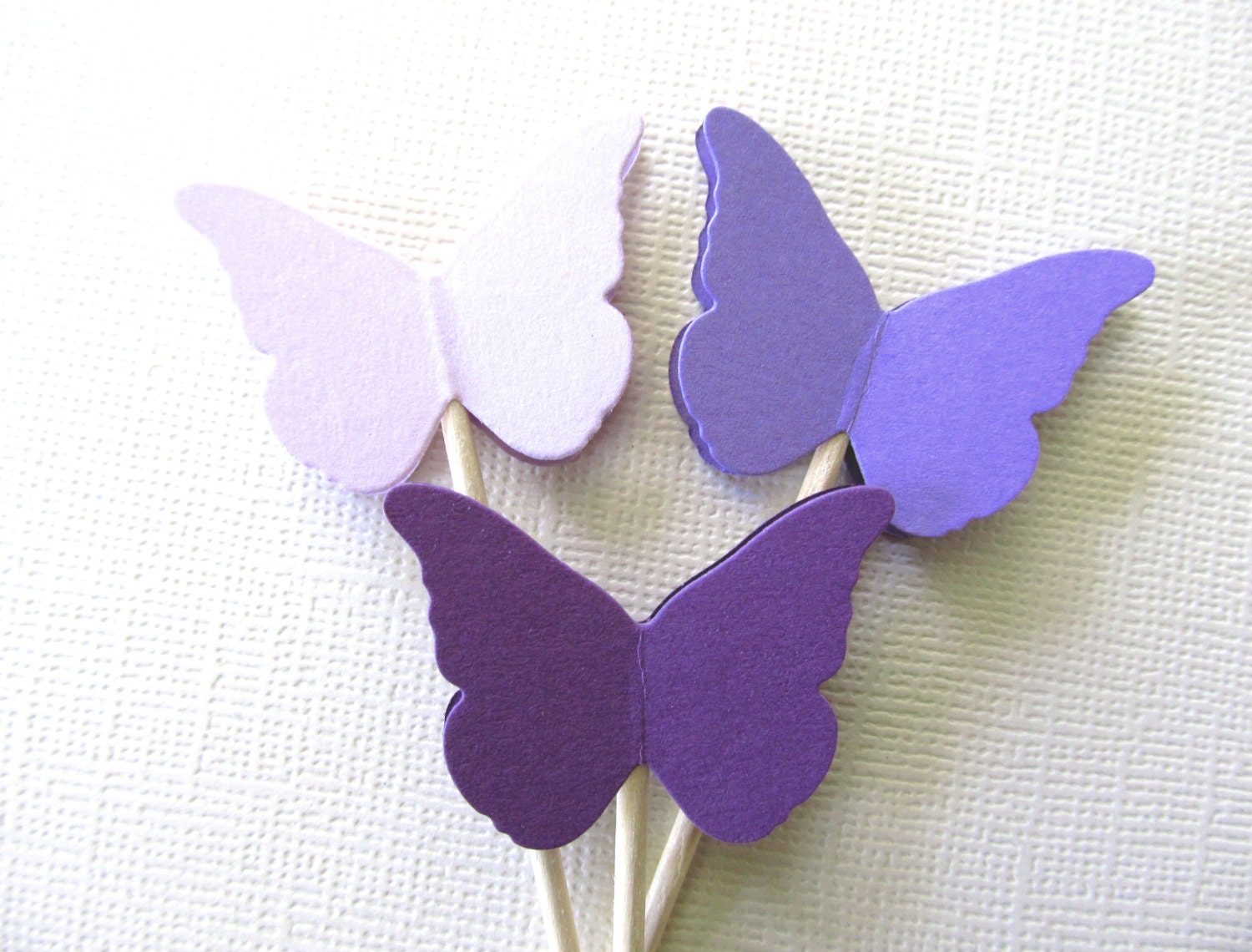 24 Purple Butterfly Cupcake Toppers, Party Decor, Spring, Summer, Weddings, Showers, Birthdays