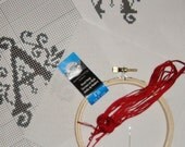 Formal Font Cross Stitch Ornament Kit - Everything you Need to Stitch A Beautiful Initial finished in Hoop