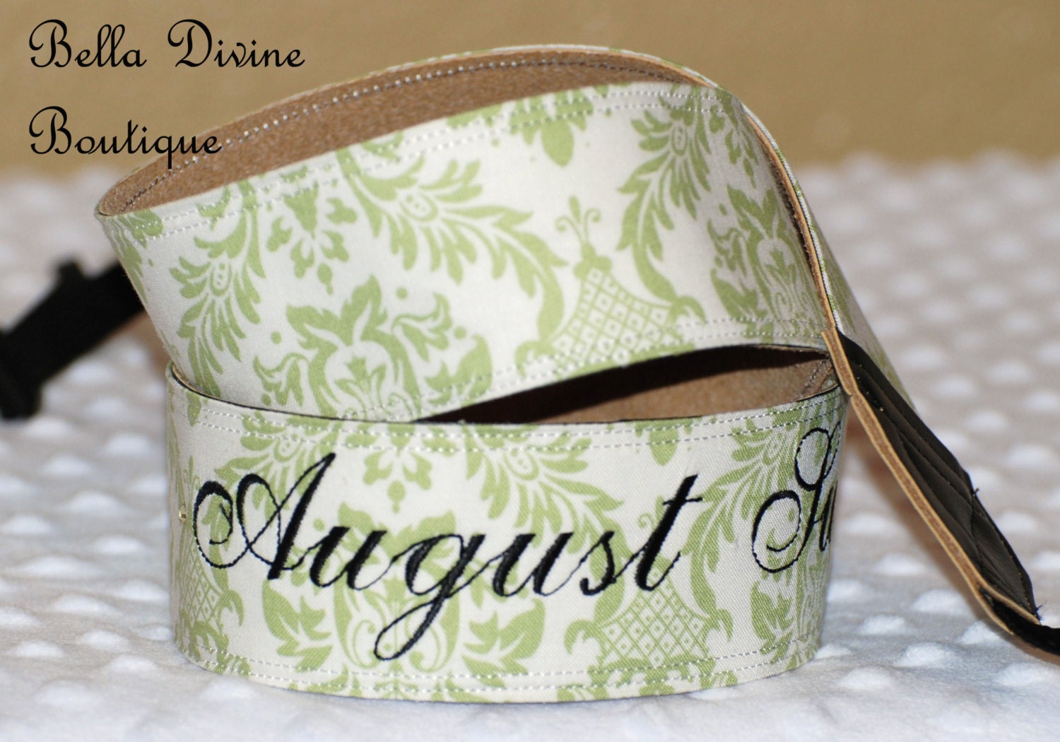 Custom personalized camera strap D/SLR Cannon Nikon damask fabric