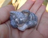 Hand sculpted sleeeping miniature grey tiger cat