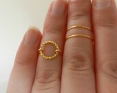 Mid Finger Rings, Gold Knuckle Rings, Midi Rings, Twisted Ring, Set of 3