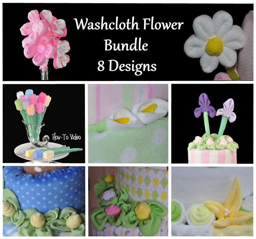 Washcloth Flowers Bundle Pack Set of 8