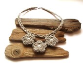 Statement linen necklace / pearl necklace / organic jewelry / eco jewelry