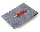 Microsoft Surface Sleeve, Case, Cover grey synthetic felt and red genuine leather handmade by SleeWay Studio