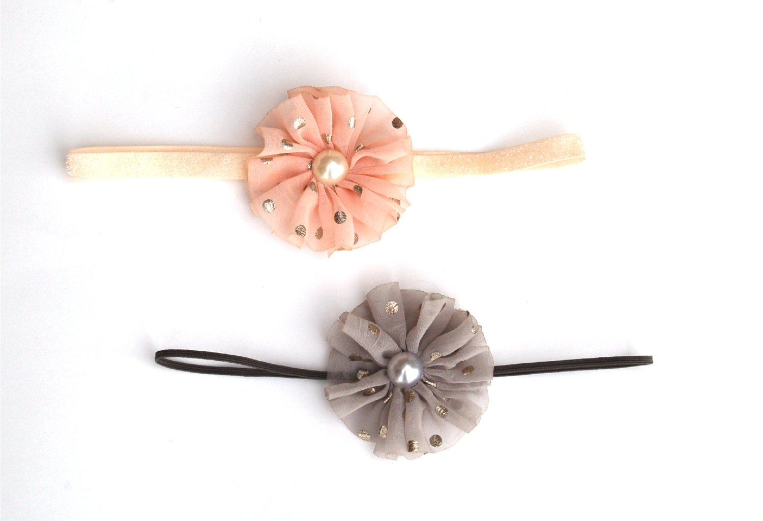 NEW 2013 - The Custom TWIRL Collection with PEARL center on Skinny elastic - Valentine's, Spring, Summer