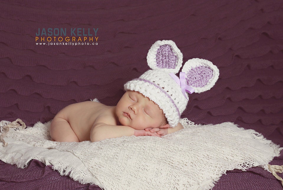 Newborn Bunny Hat Lavender Newborn Photo Prop