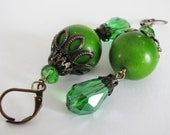 Green Earrings Bridal Jewelry Bridesmaid Earrings Apple Green Earrings Women Jewelry Gift Wedding Earrings Jade Earrings Crystal Earrings