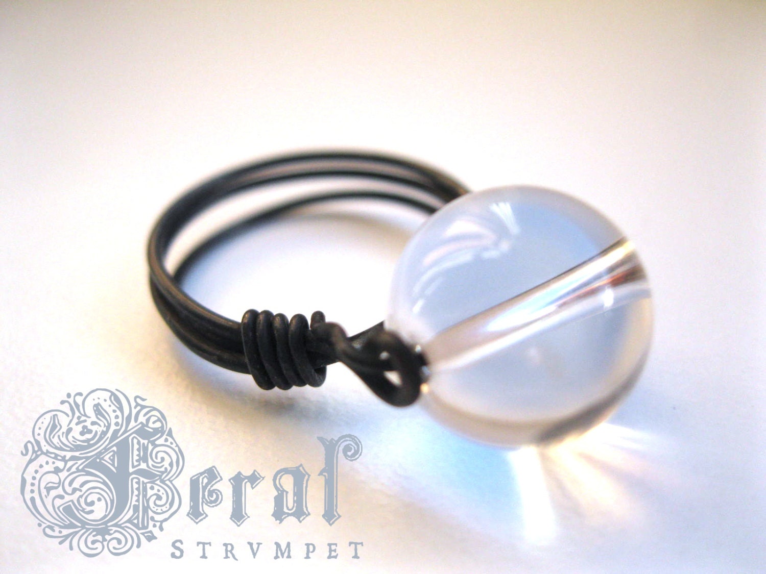 Crystal Ball Ring of Hand Forged Copper in Your Size. Unisex Wire Wrapped Ring. Witch Jewelry.