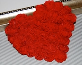 Chiffon Hearts 3 pcs  - Large Red Shabby Chic Hearts -  Rosette Heart Applique - Valentines Day Hearts Fabric Hearts 4.75" - isakayboutique