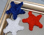 Chiffon Stars 6 pcs - Shabby Chic Stars  red white blue stars-  2.25" Rosette Star Applique - 4th of July Fabric Stars - You Pick Colors