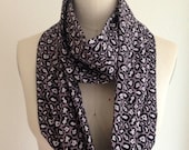 White and Black Leopard Print on Grey Infinity Scarf