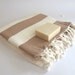 Organic Bamboo Turkish Towel, Bath, Natural Peshtemal, Hammam, spa, yoga, beach, Bath and Beauty, Mother's Day  Gift, White and Brown