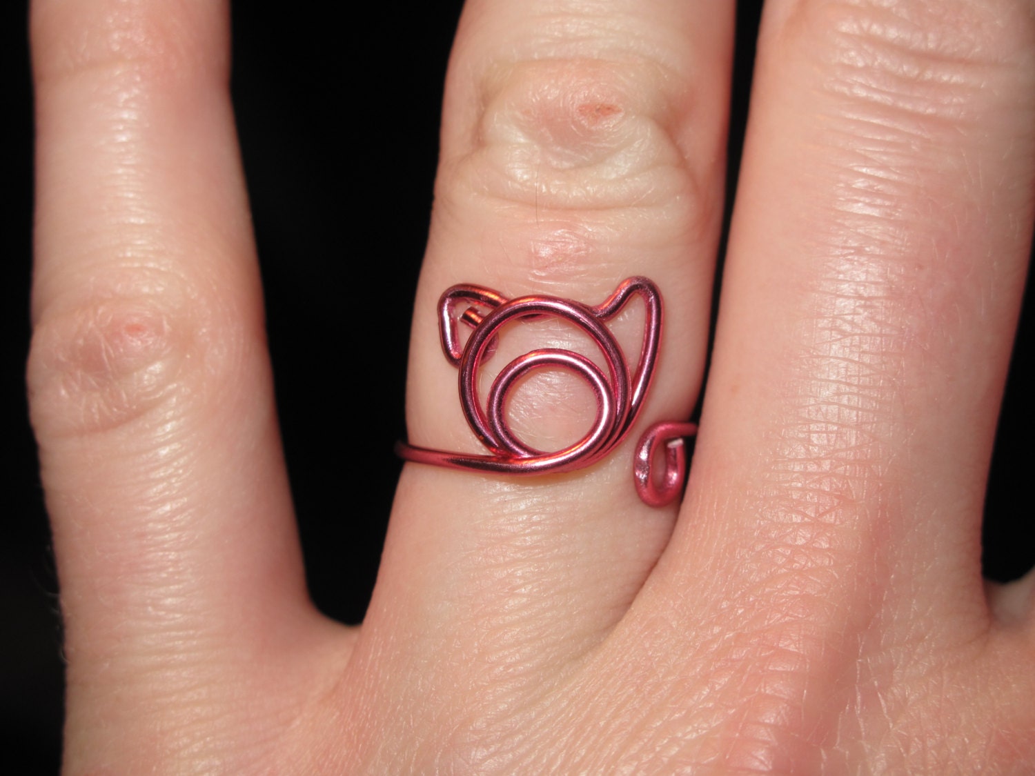 Wire Wrapped Pink Pig MADE to ORDER Adjustable Ring