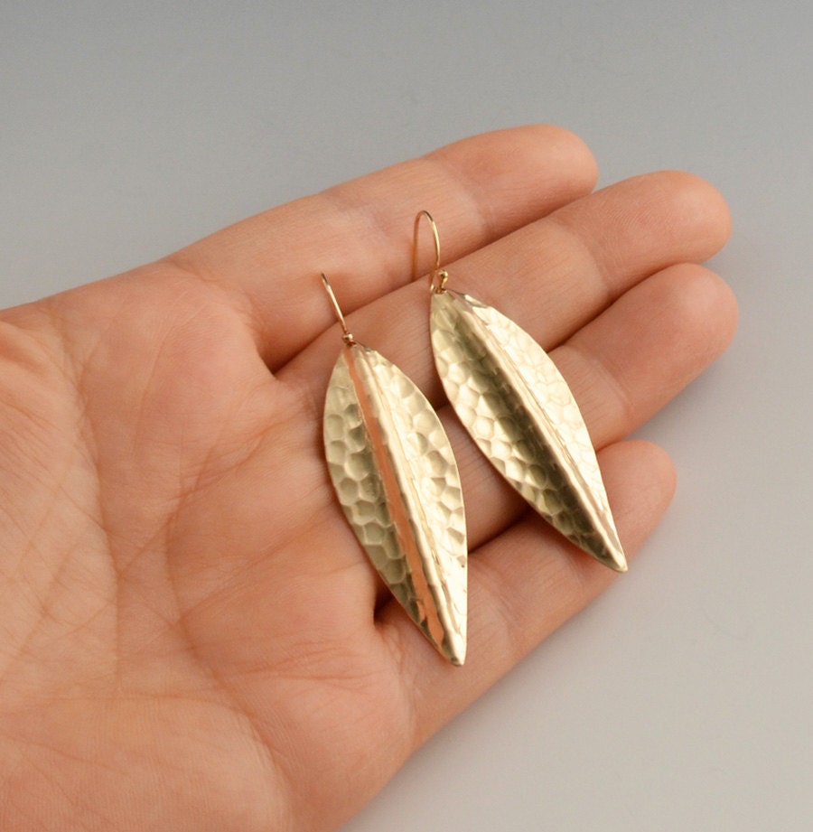 Dangle Earrings - Drop Earrings - Vintage Raw Brass Earrings - Gold Leaf Earrings - Simple Everyday Earrings - Bridesmaid Gift