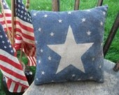Primitive Americana Star Pillow Folk Art Patriotic