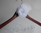 Wedding Dress Hanger, Bridal Hanger, Mrs Hanger with flower
